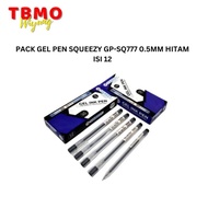 TBMO PACK GEL PEN SQUEEZY GP-SQ777 0.5MM BLACK CONTENTS 12