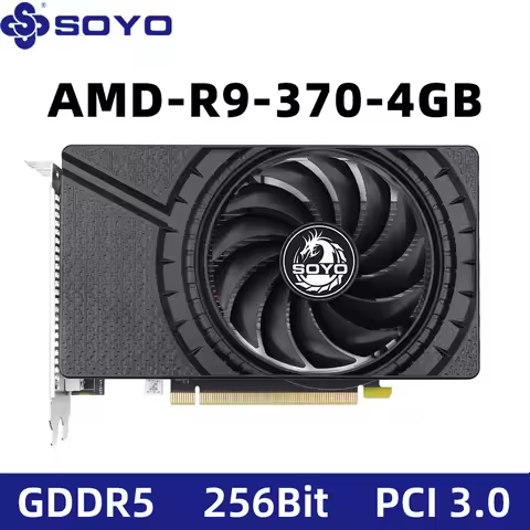SOYO AMD Radeon R9 370 4G Graphics Card GDDR5 Video Memory 256Bit Gaming Card PCIE3.0x16 DP DVI for 