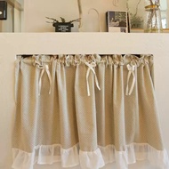 American Curtain Half Curtain Hemp Beige Water Jade Dot Khaki Color Perforation-Free Door Curtain Ko