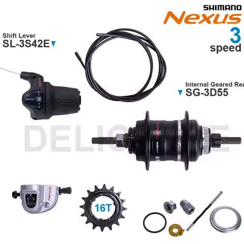 SHIMANO NEXUS Internal Geared Hub SG-3D55 Shift Lever SL-3S42E SM-BC06 3-speed and 16T Single Sprock