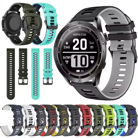 22mm Sport Rubber Strap for NORTH EDGE 2024 Cross Fit 3 Silicone Soft Watchband Belt Breathable Spor