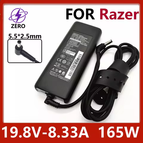 Original 165W 19.8V 8.33A 5.5*2.5mm Laptop Charger Power Adapter for Razer Blade 14 15 17 RC30-0165 