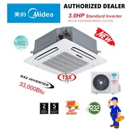 Midea (MCCD-33CRDN8/MODX-33CFN8) 3.0HP ceiling cassette type air cond R32 Gas Inverter 33,000Btu