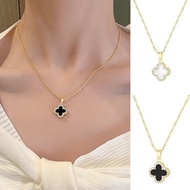 Clovera Clover Chain Simple Necklace Lucky Clover Zircon Leaf Chain Necklace