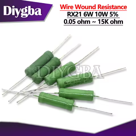 5PCS/lot RX21 6W 10W Wire Wound Resistance 5% 1R 10R 100R 1K 10K 12K 15K 18R 20R 22R 24R 27R 30R 33R
