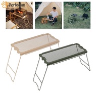 [Perfeclan] Camping Table, Cooking Grill with Mesh Desk, Foldable Desk, Campfire Grill for Hiking BBQ Backpacking