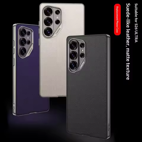 For Galaxy S26 Ultra PU Leather Case for Samsung Galaxy S25 S26 S24 Ultra S26Ultra S25Ultra Plating 