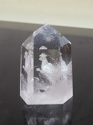 水晶柱 凹雕雞