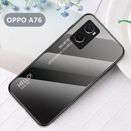 For OPPO A76 / OPPO A96 Case Gradient Tempered Glass Phone Case For OPPO A76 A96 Cover Casing Fashio