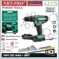 NRT-PRO DC-340 Cordless Impact Drill 20V With Accessories Set and 2 x Batteries 1 x Charger