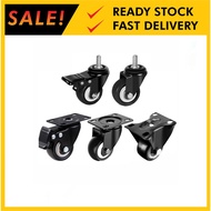 Black PU Heavy Duty Castor Wheel Swivel Rigid Brake Caster Roller m8 m10 Castor Wheel 1.5” 2” Roller Castor