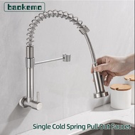 baokemo04 stainless steel wall-mounted kitchen faucets pull-out cold rotatable vegetable sink faucet