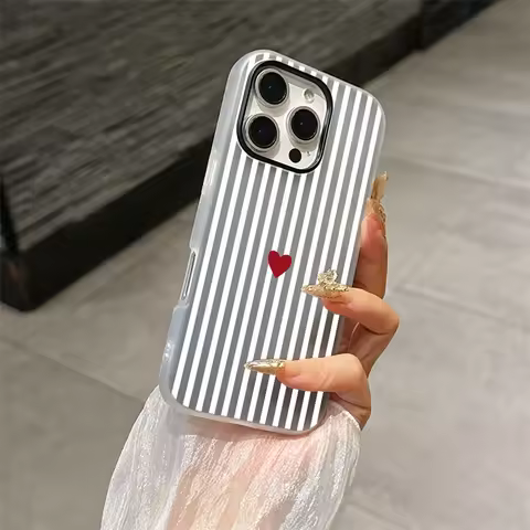 White Striped Love Heart 2 in 1 Y2K Phone Case For Huawei Honor 600 400 Pro X6C X5C X7D X9D X8D X6D 