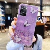 เคสโทรศัพท์สำหรับ OPPO A57 A57S 4G ผีเสื้อนุ่มโปร่งใส OPPO A57กากเพชรส่องแสงเป็นประกายวิบวับ S