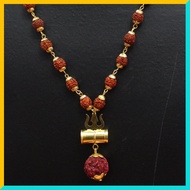 5 Face Rudraksha Gold And Silver Lord Shiva Trishul Damru Locket with  Rudraksha Mala
