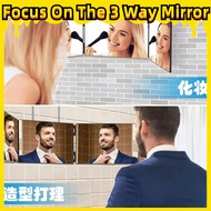 [Focus On The 3 Way Mirror] 3 Way Mirror with Non-Slip Hooks - Matte Finish & Lightweight (Singapore
