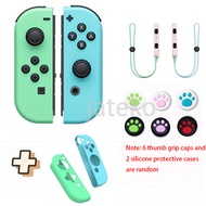 Animal Crossing Joycon Controller (L/R) + 2 Straps + 2 Silicone Case + 6 Thumb Grip Caps for Nintendo Switch NS/ Oled /Lite, Control with Motions &amp; Switch Sports Games