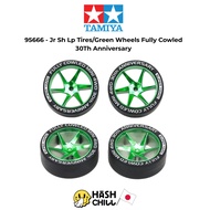 TAMIYA 95666-Jr Sh Lp Tires/Green Wheels Fully Cowled 30th Anniversary