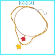 EZR Elegant Maple Leaf Pendant Necklace Portable Accessory for Fall Celebrations