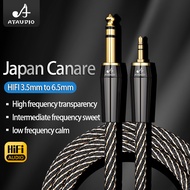 ATAUDIO HiFi 3.5mm to 6.5mm Audio Cable 6N OFC with Gold-plated Plug Aux 3.5 Jack to 6.5 Jack Cable 