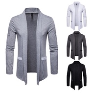 Plus Size Men's Blazer Cardigan Long Sleeve Color Block Slim Style Comfortable Coat For Spring And Autumn