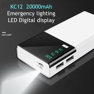 KC12 Mini Portable Charger Power Bank with 3 Input & Dual Output LED Display High Capacity Power Ban