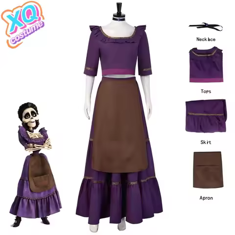 Anime Mama Imelda Cosplay Costume Halloween Cosplay Coco Women Silky Long SKIRTS Mama Outfits Women 