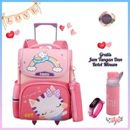New idP5b5A Double Push Suitcase Trolley Bag Model HELLO C4TS Cat RAINBOW School Backpack for Girls 