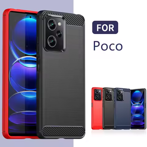 For Poco X5 Pro 5G Case Cover Xiaomi Poco X5 Pro 5G Capas Shockproof Back Bumper Carbon Fiber Soft T
