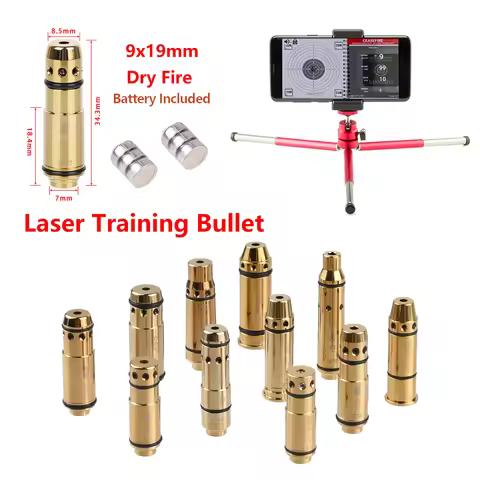 9mm Laser Dry Fire Training Cartridge For 9x19mm .223Rem .380ACP Laser Training Bullet For Glock 17 