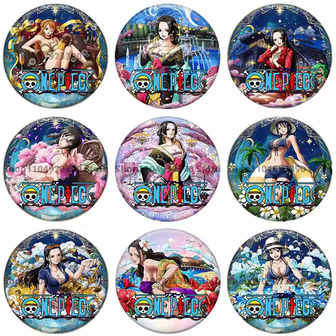 Anime ONE PIECE Button Pin Cartoon Luffy Roronoa Zoro Sanji Nico Robin Tony Chopper Badge Round Broo