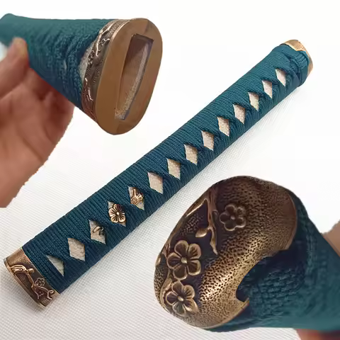 Japanese Tsuka Handle Real Stingray Skin Rayskin Copper Fuchi Menuki Kashira Silk Ito Parts For Swor