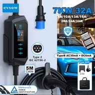 evsow 32A EV Charger Type 2 - 7kW / 11kW / 22kW Portable EV Charger - WiFi Smart Control (Tuya) - El