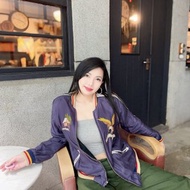 TAILOR TOYO 東洋 紫羅蘭x純黑麻花 雙面穿橫須賀刺繡棒球外套