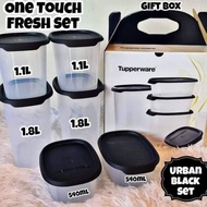 One Touch Fresh Small Square Set Tupperware (Black)