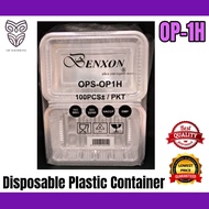 [100 pcs] OP-1H Disposable Plastic Container / Bekas Kuih / Bekas Makanan