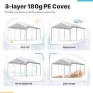 ZHUIS ที่กำบังเรือเต็นท์ปาร์ตี้โรงรถที่จอดรถกลางแจ้งขนาด10X20ฟุตสามารถปรับความสูงได้สีขาวหลังคารถโรง
