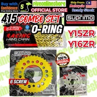 Suprimo Crevon 415 Sprocket Set With Gold Chain For YAMAHA Y15ZR Y15 Y16ZR Y16 415T Sets Rantai Spok