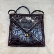 Hermes 愛馬仕 酒紅色鱷魚皮 方塊刻印 上肩包 I683