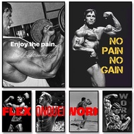 Arnold Schwarzenegger Bodybuilding Motivational Quotes Gym Fitness Poster Canvas Painting Wall Art P