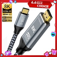 USB C to HDMI-Compatible Cable 8K 4K Type C to HDMI 2.1 Thunderbolt 3 4 to 8K60Hz 4K120Hz for iphone 15 MacBook Huawei Mate30