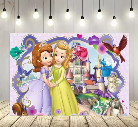 Photography Backdrop Sofia The First Poster Sofia The First Background For Girl's First Birthday Par