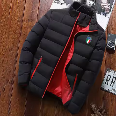 Winter coat men's fashion stand collar men's coat outdoor camping men's solid thickened jacket coat
