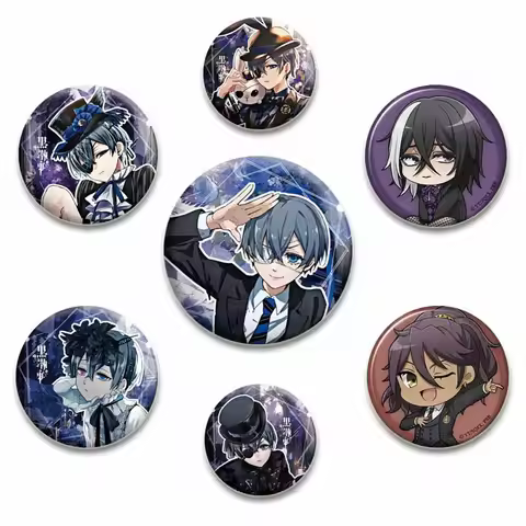 58MM Cartoon Comics Black Butler Creative DIY Badge Tinplate Plastic Pins Button Brooches for Backpa