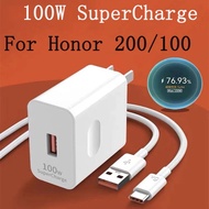 Honor 100W Fast Charger US SuperCharge Power Adapter 1M 6A Usb Type C Cable For Honor 200 100 90GT 7