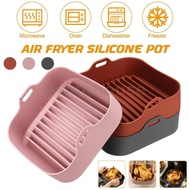 Square Air Fryer Silicone Pot Air Fryers Oven Accessories Chicken Basket Coffee / Grey / Pink
