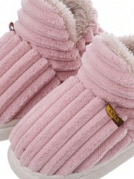 冬季家居防滑保暖室內拖鞋,配有毛絨內襯和蝴蝶結裝飾,適用於女孩