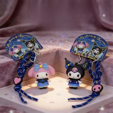 New Version of Sanrio Starlight Ball Keychain Kawaii Cartoon Kuromi Backpack Decoration Pendant Stud