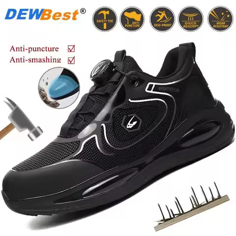 New rotating button shoes anti-smash work shoes Kevlar anti-puncture safety protection shoes Multifu