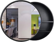 Mirrors Wall Bathroom Cabinet Bathroom With Shelf Cabinet Wall Makeup Vanity Round Hanging Cabinet With Sliding Door Partition (Color : Wood, Size : 70 * 70 * 14cm) (Black 50 * 50 * 13cm)